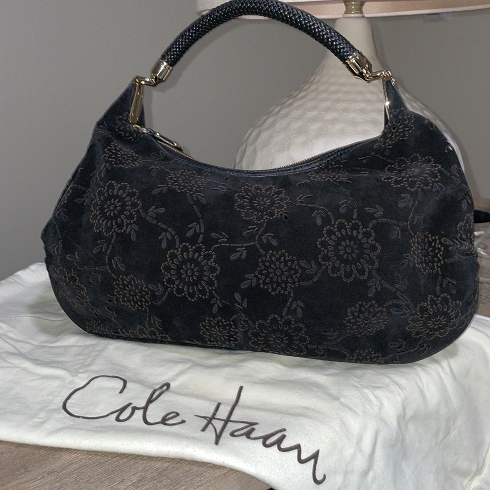 Cole Haan Melanie Black Suede Hobo